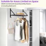 Over The Door Clothes Hanger with 2 Hooks, Stainless Steel Over The Door Hangers for Clothes with Storage Rack, Clothing Hanger Drying Racks for Laundry, Washroom, Fits Door Up to 1.77", Matte Black - Image 8