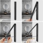 Foldable Coat Hangers, Wall Hanger Wall Mounted Retractable Drying Rack, 0.43'' 1.1CM Thickness Space Saving Laundry Racks and Closet Organizer, Aluminum (Black) - Image 4