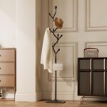 Tree-shaped coat rack stand,Metal coat tree with 8 Hooks and sturdy cast iron base,Heavy Duty coat rack freestanding coat hanger stand for Clothes Hats Scarfs Purses (black) - Image 7