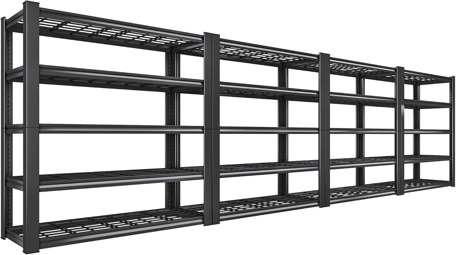 71GzyfiEc2L._AC_SL1500_.jpg REIBII 72''H Garage Shelving Heavy Duty Garage Storage Shelves 3010LBS Heavy Duty Shelving Adjustable 5 Tier Metal Shelves for Storage Rack,Garage Shelves Utility Shelf 4PC,72" H*35.5" W*16" D - Image 1