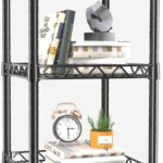 GIOTORENT 5 Tier Standing Shelving Metal Units, Adjustable Height Wire Shelf Display Rack for Laundry Bathroom Kitchen 11.8" W x 11.8" D x 50" H, Black (Black, 11.8 W x 11.8 D x 50 H)