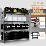 The Atlas 72" W Heavy Duty Garage Shelving Load 8000 Lbs, 4 Tier Metal Storage Shelves, Adjustable Industrial Steel Rack for Warehouse Basement Shop, 72" W x 24" D x 72" H, Black - Image 3