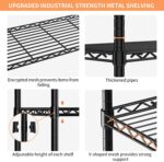 4 Tier Adjustable Heavy Duty Metal Industrial Storage Shelves 45.5''W Utility Shelving Unit for Kitchen, Pantry, Warehouse, Basement, Dorm 45.3" W x 63" H x 17.7" D - Image 8