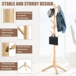 Haddockway Wooden Coat Rack Stand with 8 Hooks New Zealand Pine Adjustable Coat Standing Tree Easy Assembly for Coats, Hats, Scarves and Handbags for Entryway, Hallway, Bedroom, Office - Image 3