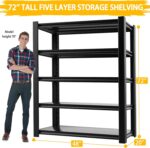 3000LBS Garage Shelving Heavy Duty 48″W Metal Shelving for Garage,72″H Standing Shelf Units ，5 Adjustable Levels Garage Shelving Units and Storage，Storage Rack for Garage Organazation.1PCS… - Image 2