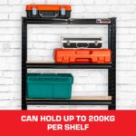 Rhino Racking Heavy-Duty Garage Shelving unit – 5-Tier Steel Storage Shelves, Boltless Shelves, Industrial Shelving, Black, 200kg Per-Tier, 150x75x30cm - Image 3