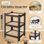 JD FRESH 3-Tier Adjustable Metal Storage Rack/36x18x18 Inch Boltless Shelving Unit/Standing Shelf Unit/Organizer for Home, Garage, Office/Heavy Duty Display Rack with Metal Frame (Black) - Image 2