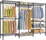 Portable Clothes Rack, Heavy Duty Garment Closet Wardrobe, Adjustable Freestanding Clothing Rack for Cloakroom Bedroom, 175 * 40 * 194cm Black