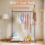 Portable Heavy Duty Clothes Rail For Bedroom, Home & Shops, 50KG Load Clothes Rack With Storage Shelf, 4 Hooks, Metal Clothing Rail For Hanging Garments, Dresses, Coats - Image 3