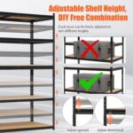 Heavy Duty Garage Shelving Units,5-Tier Adjustable Storage Shelves,48 x 18 x 72in,Loads 3000 LBSS,Adjustable Garage Storage Shelving, Metal Storage Utility Racks Shelf Unit (48x18x72 Inch) - Image 5