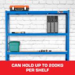 Rhino Racking - 5 Tier Heavy-Duty Industrial Storage Shelves - Blue - 180x120x45cm - Image 3