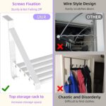 Over The Door Clothes Hanger with 2 Hooks, Stainless Steel Over The Door Hangers for Clothes with Storage Rack, Clothing Hanger Drying Racks for Laundry, Washroom, Fits Door Up to 1.77", White - Image 3