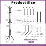 Swpeet 1 Pack 68'' Coat Rack, Freestanding Hat Rack, Clothing Rack, Metal Coat Tree Stand Kit Contains 11 Hook 2 Tube 22 Pipe Sleeve 22 Screw 22 Gasket 1 Pipe Plug 1 Hex Wrench for Jacket, Bag, Black - Image 2