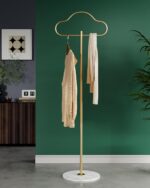 Gold Cloud Coat Rack, Freestanding Clothes Rack with Heavy Duty Marble Base, Gold Clothes Display Stand, Small Space Coat Tree for Corner, Bedroom, Boutique, Entryway