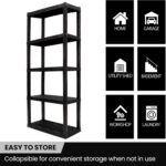Oskar 5-Tier Shelving Unit, D 14 x W 30 x H 75 Inches, Heavy-Duty Storage Shelf, Multipurpose Organizer For Home, Kitchen, Basement, Laundry Room, Easy Assembly, Made With Recycled Materials, Black - Image 5