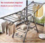 Clothes Drying Stand منشر غسيل قابل للطي with Adjustable Folding Wings Clothes Hanger clothes rack, no installation of wing shaped drying clothes rack for home bedroom balcony.(Gun gray) - Image 3