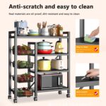 Storage Shelves,4-Tier Heavy Duty Metal Rack Storage Shelving Unit, Storage Organizer with 4 Mesh Baskets & Movable Universal Wheels, Utility&Versatile Standing Shelf Rack for Kitchen and Garage - Image 2