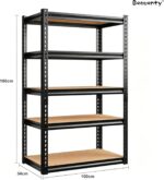 Beauenty Heavy Duty Storage Shelf, 5-Tier Metal Shelving Unit, 100 kg Per Shelf Capacity, for Garage, Kitchen, Basement, Pantry. Black (Style 2) - Image 3