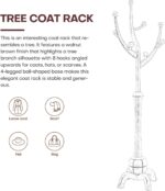 Bekrvio Coat Rack Freestanding Wood Tree Rack with 8 Hooks, Creative Design Tree Branch-look, Coat Tree Clothes Hanger Stand with Stable Sphere Base for Entryway, Hallway, Bedroom (Wine Red) - Image 4