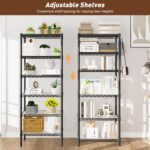 6-Tier Adjustable Storage Shelf Heavy-Duty Metal Rack Wire Shelving Unit for Laundry, Bathroom, Kitchen, Pantry Closet Organizer (Black, 60 x 35.5 x 180 CM) - Image 4