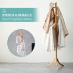 Coat Rack Freestanding, Bamboo Cactus Coat Tree, Adjustable Height Wooden Coat Stand with 6 Hooks, kids coat rack, Used In The Bedroom Living Room, Office To Hang Clothes, Hats, Bags - Image 6
