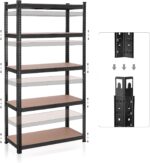 SONGMICS 5-Tier Shelving Unit, Steel Shelving Unit for Storage, Tool-Free Assembly, for Garage, Shed, Load Capacity 875 kg, 40 x 90 x 180 cm, Black GLR040B01 - Image 5