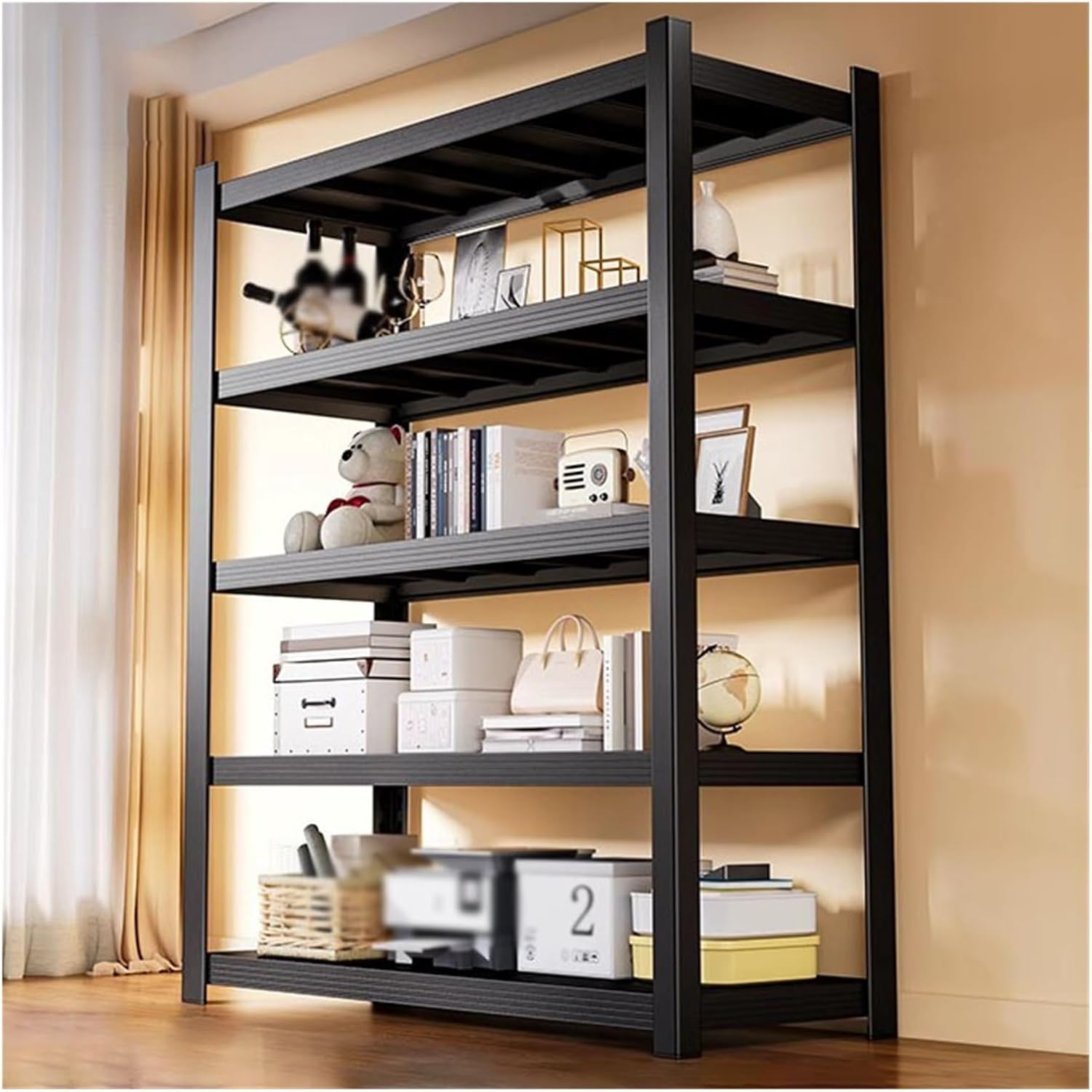 71KP17VUuGL._AC_SL1500_.jpg Garage Shelves 5-Tier Metal Shelving Unit, Heavy Duty Adjustable Storage Rack, Boltless Assembly, Industrial Utility Shelf Rack For Supermarket Kitchen Balcony(130x40x160cm) - Image 1