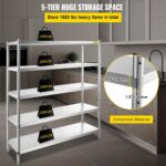 VEVOR Stainless Steel Shelving 60x18.5 Inch 5 Tier Adjustable Shelf Storage Unit Stainless Steel Heavy Duty Shelving for Kitchen Commercial Office Garage Storage 330lb Per Shelf - Image 4