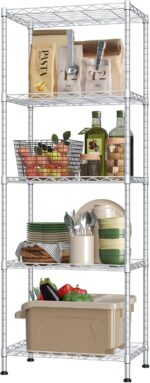 HOMEFORT 5-Shelving Unit, Adjustable Wire Shelving, Metal Wire Shelf Rack Organizer for Kitchen, Pantry, Closet, Bathroom, Laundry,Sliver,21" W x 11" D x 53" H - Image 7