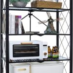 SHOWAY 5 Tier Storage Shelves for Kitchen Foldable Storage Shelf Rack, No Assembly Storage Shelving on Wheels for Kitchen Rolling Cart, Garage Bathroom Organizer, Book Shelving Unit - Black