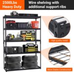 Garage Storage Shelves 5 Tiers, Heavy Duty Storage Shelving Racks with 2500 LBS Capacity, 48 in L x 18 in W x 72 in H Metal Adjustable Utility Shelving Unit for Garage Organization, Basement, Workshop - Image 7