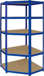 Monster Racking T-Rax Corner Unit & Pack of 2 Garage Shelving Unit Extra Wide - 5 Tier Heavy Duty Rack for Storage Steel Utility Shelves | Metal & MDF Boltless Assembly System | 180cm x 90cm x 45cm - Image 4