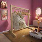 Doll Clothes Hanger Dolls Garment Rack with 10 Pcs Wooden Clothes Hanger Small Wooden Clothing Rack for Girl Doll Clothe Mini Hangers for Dollhouse - Image 5