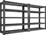 REIBII 72''H Garage Shelving Heavy Duty Garage Storage Shelves 2000LBS Heavy Duty Shelving Adjustable 5 Tier Metal Shelves for Storage Rack,Garage Shelves Utility Shelf 2PC,72" H*35.5" W*16" D