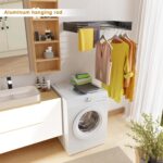 Hcosmy Collapsible Clothes Drying Rack, Wall Mounted Laundry Hanger, Retractable Dryer Rack (Black, 31.5 in) - Image 3