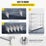 VEVOR Stainless Steel Shelving 60x18.5 Inch 5 Tier Adjustable Shelf Storage Unit Stainless Steel Heavy Duty Shelving for Kitchen Commercial Office Garage Storage 330lb Per Shelf - Image 7