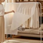 59x47in Dustproof Clothes Rack Cover,Garment Bags,Clothing Waterproof Hanger Protector,Coat Hanging Clothes Storage Bag Premium Thickened,foldable,(Transparent) - Image 4