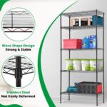 BestOffice 14"x30"x60" Commercial Storage Shelves Heavy Duty Shelving 5 Tier Layer Wire Shelving Unit with Wheels Metal Wire Shelf Standing Garage Shelves Storage Rack,Adjustable NSF Certified(Black) - Image 7