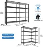 61''W Storage Shelves 5 Tier Wire Shelving Unit Storage Rack Adjustable Metal Shelves for Kitchen, Pantry, Warehouse, Basement, Dorm (61''W) - Image 3