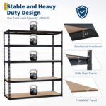 PeakPursuit Storage Shelving Unit, 5-Tier Adjustable Metal Storage Shelves, 60" L x 24" W x 72" H Heavy Duty Garage Storage Shelves for Kitchen Pantry Basement Bathroom Laundry - Image 5