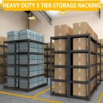 Heavy Duty 5-tier Metal Shelving Unit - Adjustable Storage Rack For Garage, Basement & Workshop Organization - Sturdy White Shelf, 48 W X 16 D X 72 H Black W48 xD20 xH72 - Image 4