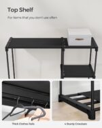SONGMICS Portable Closet, Freestanding Closet Organizer, Clothes Rack with Shelves, Hanging Rods, Storage Organizer, for Cloakroom, Bedroom, 48.8 x 16.9 x 71.7 Inches, Black URYG026B02 - Image 5