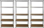 Monster Racking 3 Garage Shelving Units 5 Tier Storage Warehouse Bays Industrial Heavy Duty Boltless Galvanised Steel Shelves/FREE Rubber Mallet & Bay Connectors