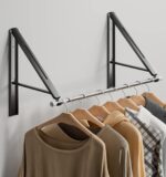 Retractable Clothes Rack, Stealth Clothes Drying Hangers, Wall Mounted Folding Clothes Hanger Drying Rack for Laundry Room Closet Storage Organization (Black) - Image 8