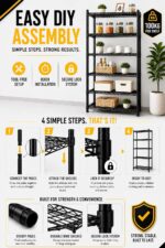 STORACK Height Adjustable 6-Shelf Heavy Duty Boltless Flodable Wire Shelving Rack Shelves - Black (Steel, Black Coated Chrome Finish), Tiered Shelf - Free Standing 24X14X72 inch - Image 9