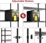 IZEUK 5 Tier Black Metal Storage Shelves, Heavy Duty Adjustable Wire Shelving Rack for Garage, Kitchen, Bathroom, Closet Organizer, 1250 lbs Capacity, 15.7" D x 33.5" W x 68.5" H - Image 4