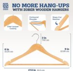 Zober Wooden Suit Hangers 30 Pack with Non Slip Pants Bar - Smooth Finish Solid Wood Coat Hanger with 360° Swivel Hook & Precisely Cut Notches for Camisole,Jacket,Pant,Dress Clothes Hangers - 1 Count - Image 3