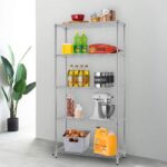 5 Tier Wire Shelving Unit Storage Shelves Metal Wire Shelf Storage Rack Adjustable Commercial Organizer Heavy Duty Layer Unit for Restaurant Garage Pantry Kitchen Office 72"x36"x14" (Chrome) - Image 2