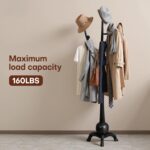 Heavy Duty Coat Rack Freestanding Wood Tree Rack with 8 Hooks, Unique Design Tree Branch-look, Premium Coat Tree Clothes Hanger Stand with Sphere Base for Entryway, Hallway, Bedroom-Load 160lbs Black - Image 6
