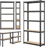 Yaheetech 2PCS Heavy Duty 5 Tier Garage Shelving Units Metal Storage Shelves Shed Utility Rack,180cm x 90cm x 30cm,175KG Per Shelf,Black - Image 7